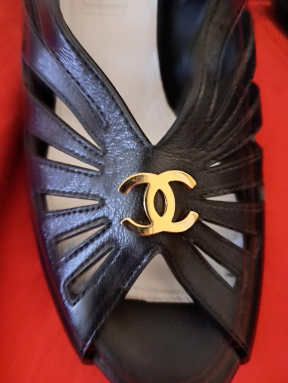 Chanel Agneau Spring/Summer 2023 Platform Sandals Black with Gold CC 37EU 7US